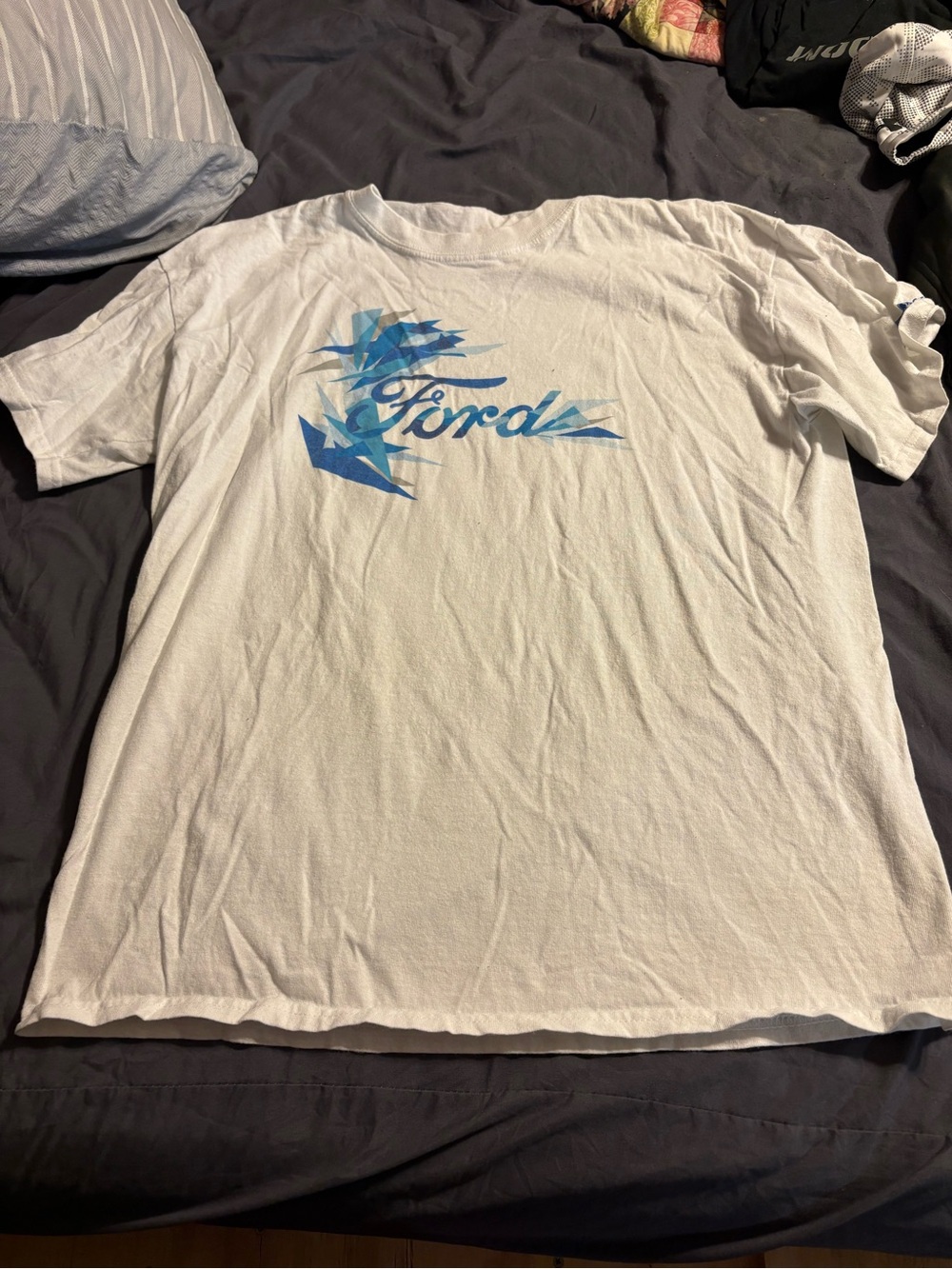 Ford White Short Sleeve Tee with Blue Graphic Logo